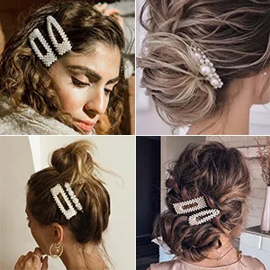 DS. DISTINCTIVE STYLE Artificial Pearls Hair Clips 4 Pieces Bridal Hair Barrettes Decorative Hair Pins - hair