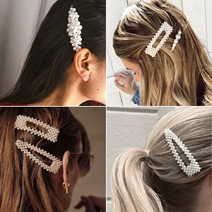 DS. DISTINCTIVE STYLE Artificial Pearls Hair Clips 4 Pieces Bridal Hair Barrettes Decorative Hair Pins - hair
