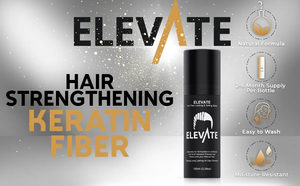 Elevate Hair Fiber Locking & Setting Hold Spray | New Advanced Long Lasting Formula | 2-6 Month Supply | Men and Women - elevate hair fibers fixing locking setting spray