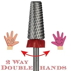 C & I 5 in 1 Multi-function Tapered Shape Nail Drill  Cross Teeth Edition  Professional Drill Bit for Nail Manicure Machine (Extra Fine - XF) - C & I 5 in 1 Nail Drill, Cross Cut Edition, 2 Way Rotate Directions, Double Hand Use