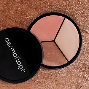 Cheek Palette: Bronzer  Highlighter  Blush Palette for Dewy Skin  Lit from Within by Dermaflage  10g/.35oz - dermaflage cheek palette highlighter, bronzer, blus