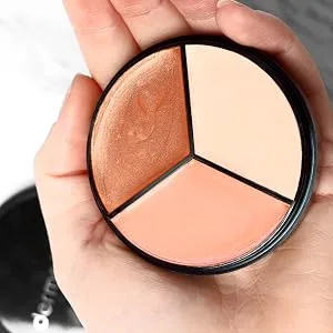 Cheek Palette: Bronzer  Highlighter  Blush Palette for Dewy Skin  Lit from Within by Dermaflage  10g/.35oz - Dermaflage cheek palette trio- blush, highlighter, bronzer
