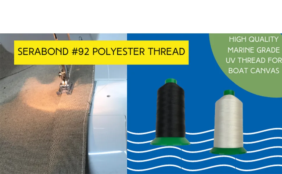 EZ-Xtend Serabond Bonded 92 Polyester Thread - UV Resistant and Heavy Duty Thread Sewing - Extra Strong Upholstery Thread - Can Be Used On Home Sewing Machines (White  8 oz Spool) - green blue bonded waxed weaving spool cotton clark zipper strong v serger red all