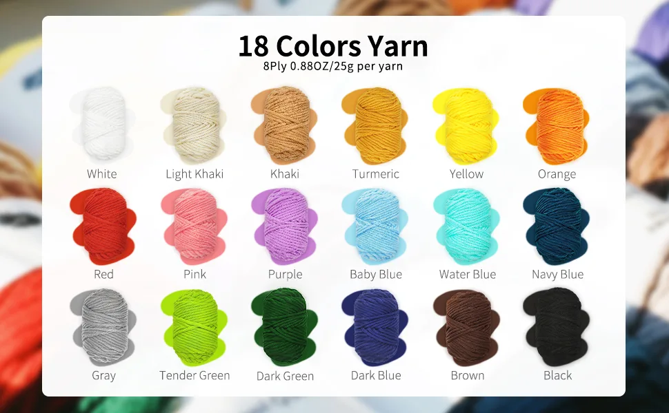 Wool Queen Punch Needle Beginner DIY Kit  1 Punch Tool /18 Colors Yarn/Two 8.4'' Imitated Wood Hoops & Monk's Cloth and 5 Design Patterns for Kids Starters Craft Gift - Yarn