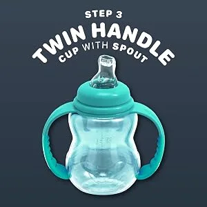 Nuby 3 Stage Tritan Wide Neck Grow with Me No-Spill Bottle to Cup  Blue  8 Oz - step 3