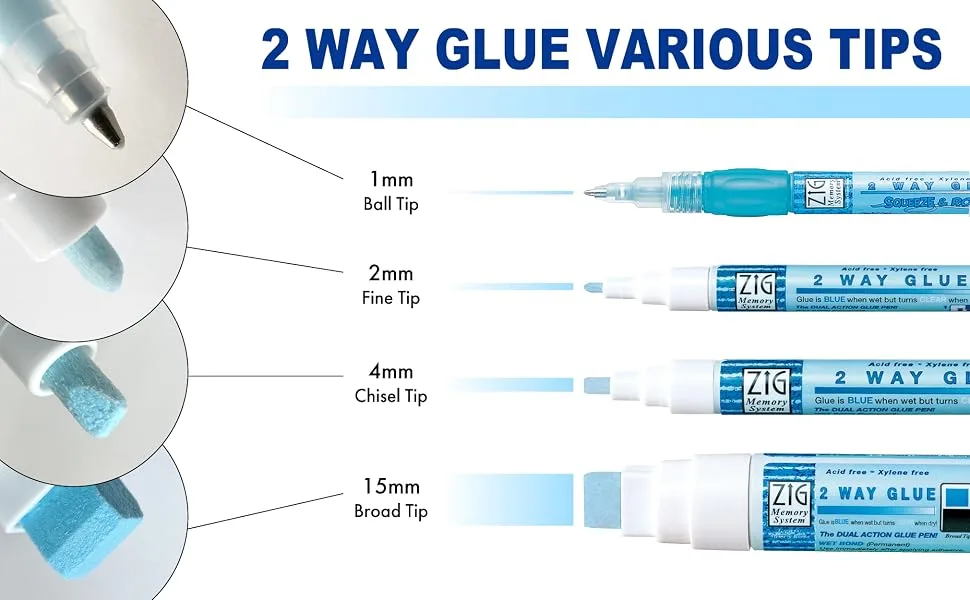 KURETAKE ZIG CORPORATION 2-Way Glue Pen 3P  Chisel Tip - GLUE