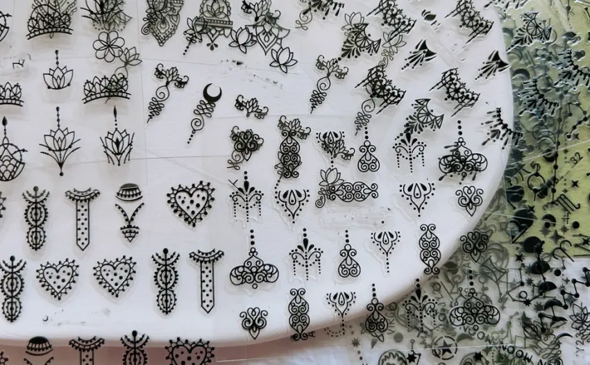 NAIL ANGEL 24 Sheets Nail Art Black Sticker Moon and Star Universal Flower Shapes Different Patterns Mix Sticker Sheets 10056 - 10056