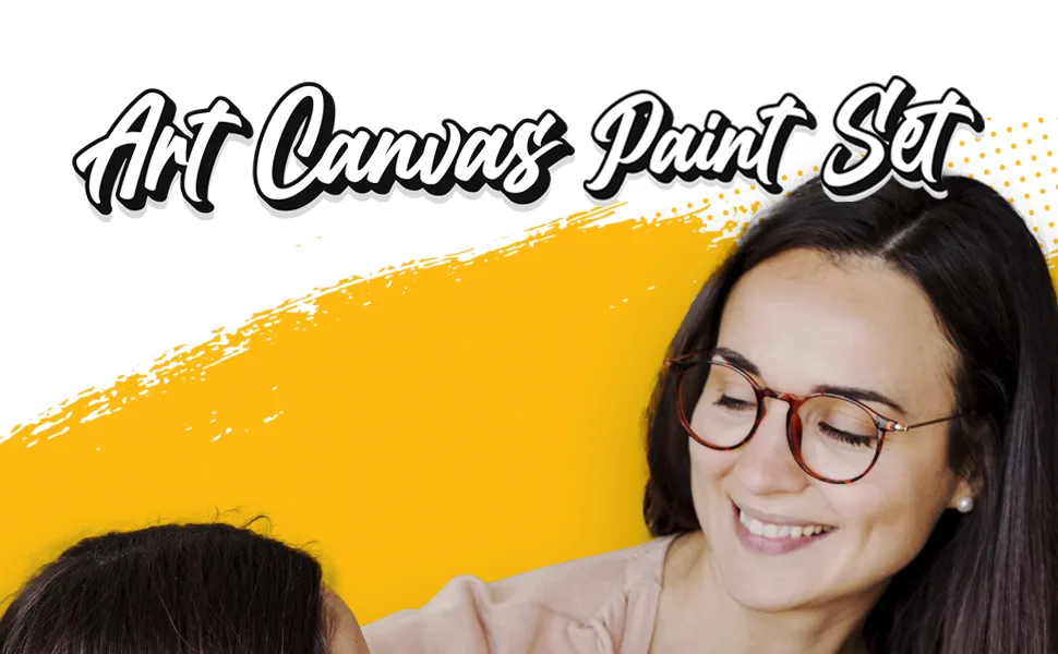 J MARK Paint Set   Mini Canvas Acrylic Painting Kit with Wood Easel  Canvases  Paint  Brushes & More - Art Canvas Set