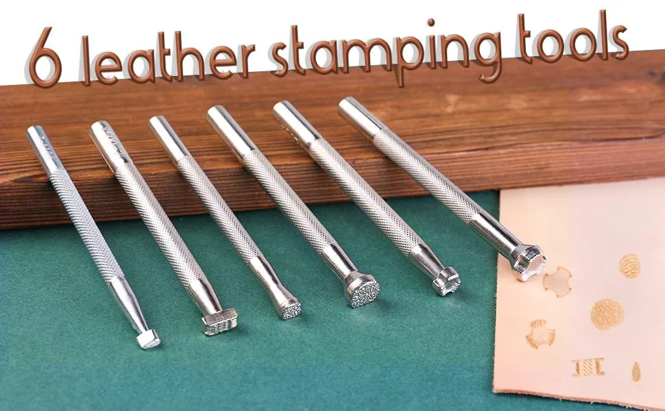 Jupean Leather Stamping Tools  Leather Working Saddle Making Stamps Set Special Shape Stamp Punch Set Carving Leather Craft Stamp Handmade Art Tools 6 Pcs - Leather Stamping Tools