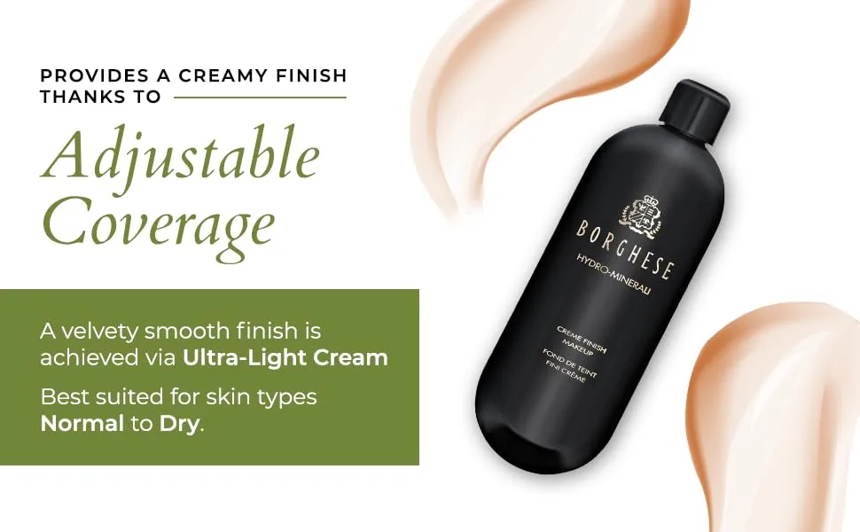 Borghese Hydro-Minerali Foundation Makeup - Biscotto (Light) Natural Finish  Ideal for Light - Normal  Oily Skin Principessa Beige (Medium) - Hydro-Minerali Foundation Makeup