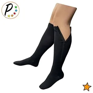 Presadee Closed Toe 15-20 mmHg Zipper Moderate Compression Leg Circulation Socks (Black  2XL) Black 2XL - Closed Toe Zipper Compression Socks