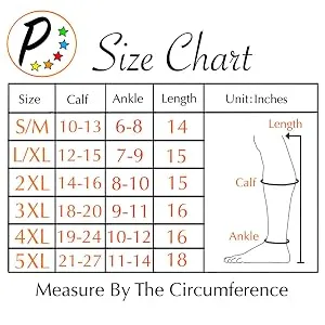 Presadee Closed Toe 15-20 mmHg Zipper Moderate Compression Leg Circulation Socks (Black  2XL) Black 2XL - Presadee Sizing Chart
