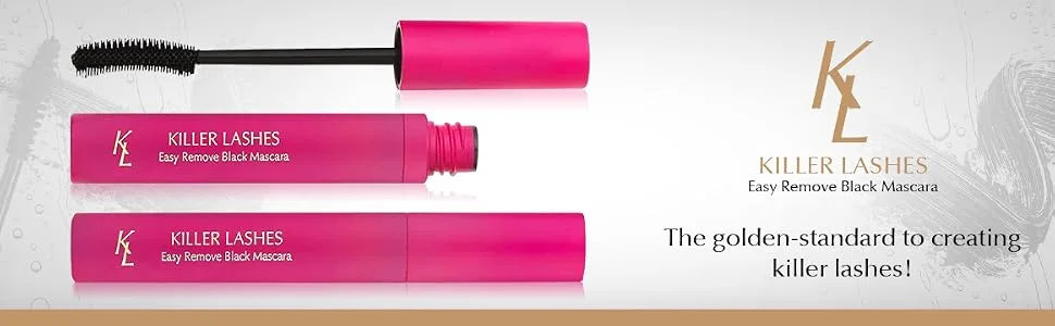 KL Killer Lashes Easy Remove Smudge Free Mascara Black for Fuller and Longer Lashes - fuller eyelashes non-smudge non-smear black dark mascara
