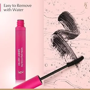 KL Killer Lashes Easy Remove Smudge Free Mascara Black for Fuller and Longer Lashes - long-lasting volume mascara