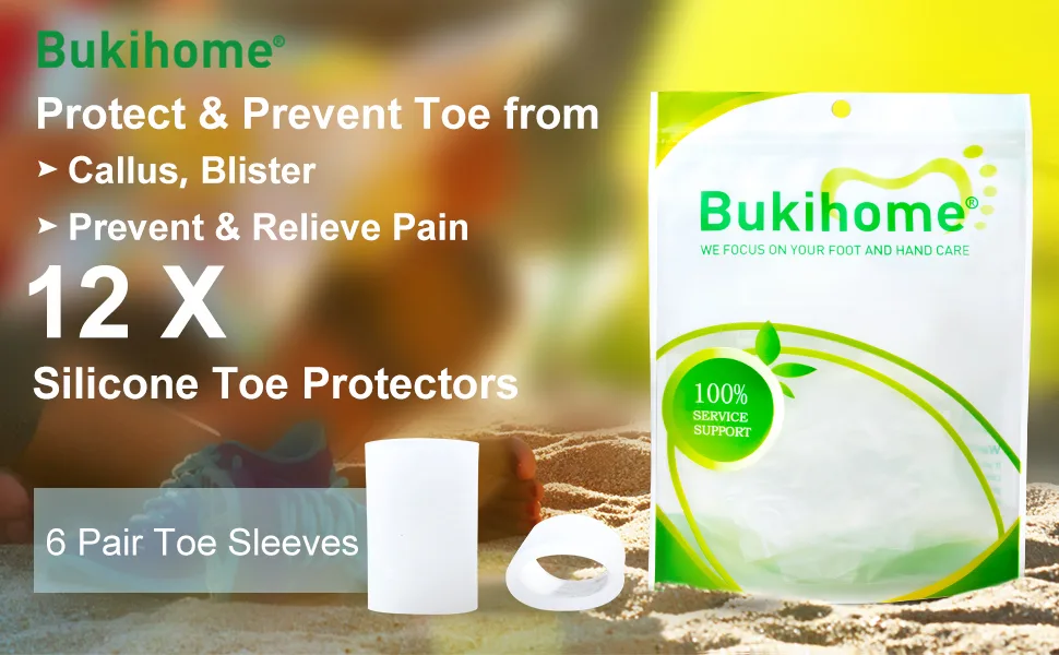 Bukihome 12 PCS Toe Sleeves  Silicone Toe Protectors to Cushion Toe Blister  Corn  Callus  Great for Running  Walking  Stop Toe Pain. - product information 8