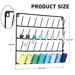 HAITARL 32-Spool Sewing Thread Rack  Wall-Mounted Metal Sewing Thread Holder with Hanging Tools  Metal Rack for Organize Sewing Thread  Embroidery-Suitable for Large Thread - metal rack