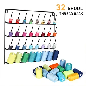 HAITARL 32-Spool Sewing Thread Rack  Wall-Mounted Metal Sewing Thread Holder with Hanging Tools  Metal Rack for Organize Sewing Thread  Embroidery-Suitable for Large Thread - sewing rack