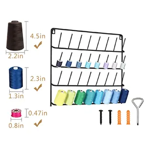 HAITARL 32-Spool Sewing Thread Rack  Wall-Mounted Metal Sewing Thread Holder with Hanging Tools  Metal Rack for Organize Sewing Thread  Embroidery-Suitable for Large Thread - sewing thread rack