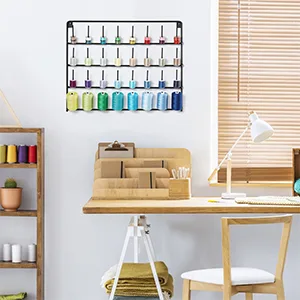 HAITARL 32-Spool Sewing Thread Rack  Wall-Mounted Metal Sewing Thread Holder with Hanging Tools  Metal Rack for Organize Sewing Thread  Embroidery-Suitable for Large Thread - sewing thread rack