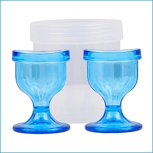 ChillEyes Colored Eye Wash Cups for Effective Eye Cleansing - with Storage Container - Eye Shaped Rim  Snug Fit (2 Pcs.) (Blue) - hygienic storage