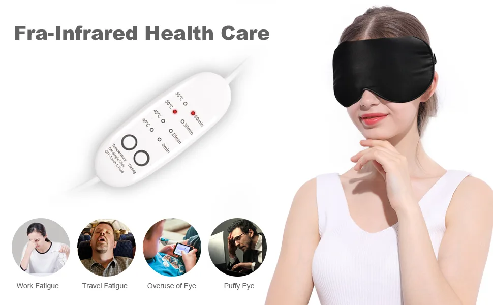 Emacombo Heated Eye Mask Reusable USB Silk Steaming Eye Mask with Temperature/Timer Control for Sleeping Eye Puffiness  Dry Eye  Tired Eyes  Blepharitis  Styes and Eye Bag - product information 1