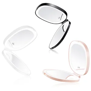 KEDSUM Lighted Compact Mirror  1X/10X Magnifying Mirror  Travel Makeup Mirror with Rechargeable LED Lights  Dimmable Double Sided Folding Mirror  Portable  Daylight  USB Charging (White) - product information 24