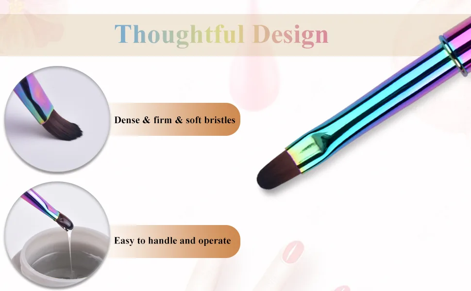 Ycyan 1Pcs Oval UV Gel Nail Brush Rhinestone Handle Professional Nail Art Tools Size 8 Multi-colored - product information 2