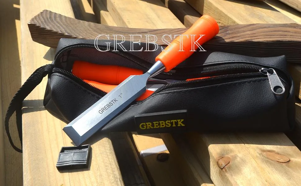 GREBSTK 4 Piece Wood Chisel Tool Sets Sturdy Chrome Vanadium Steel Chisel Woodworking Tools with Leather Bag  4PCS  1/4 inch 1/2 inch 3/4 inch 1 inch Regular Size Grip - Wood Chisel