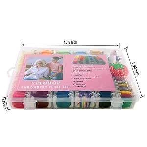 YITOHOP 200pcs+ Embroidery Floss Cross Stitch Threads String Kit with Organizer Storage Box-Included 100pcs Friendship Bracelet Floss  Embroidery Kit Large - CROSS STITCH THREAD ORGANIZER