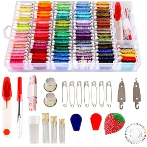 YITOHOP 200pcs+ Embroidery Floss Cross Stitch Threads String Kit with Organizer Storage Box-Included 100pcs Friendship Bracelet Floss  Embroidery Kit Large - YITOHOP EMBROIDER FLOSS KIT