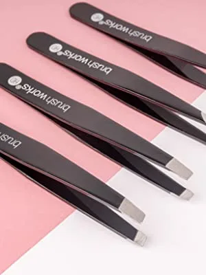 Brushworks HD 4 Piece Combination Tweezer Set - Black - product information 2