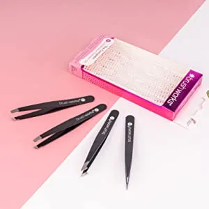 Brushworks HD 4 Piece Combination Tweezer Set - Black - product information 4