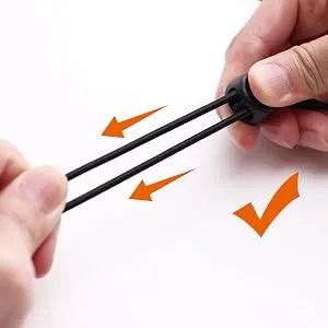 Heavy Duty Cord Locks - Double Hole Drawstring Stopper Fastener for No Tie Shoelaces and More Black - right