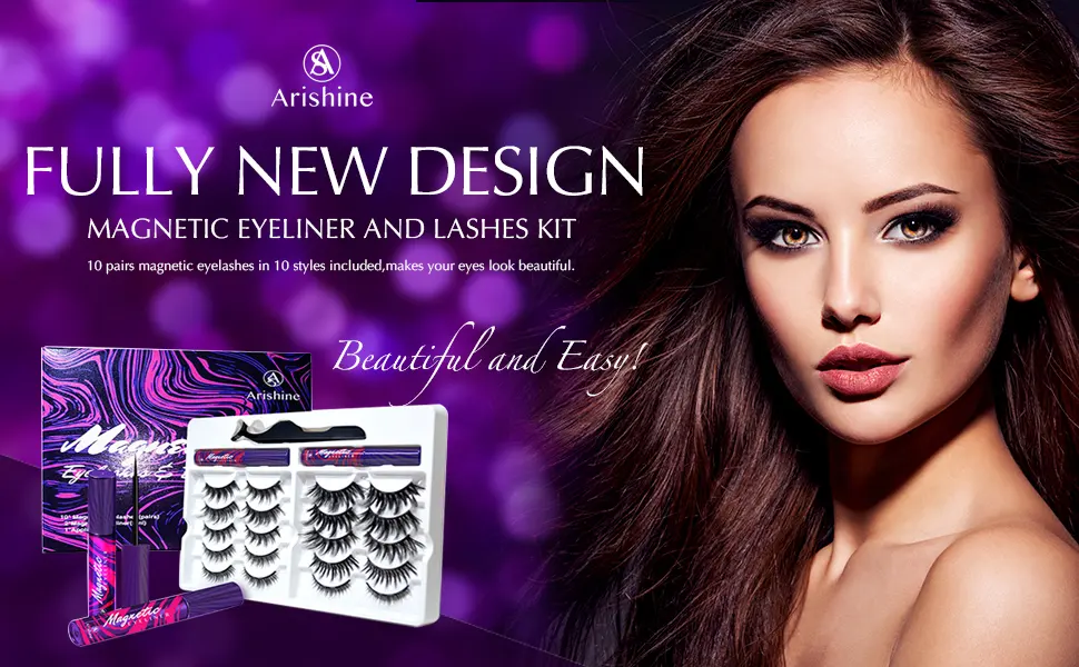 Arishine 3D 5D Magnetic Eyelashes Kit Magnetic Eyeliner For Use with Magnetic False Lashes Natural Look-No Glue Needed - product information 7