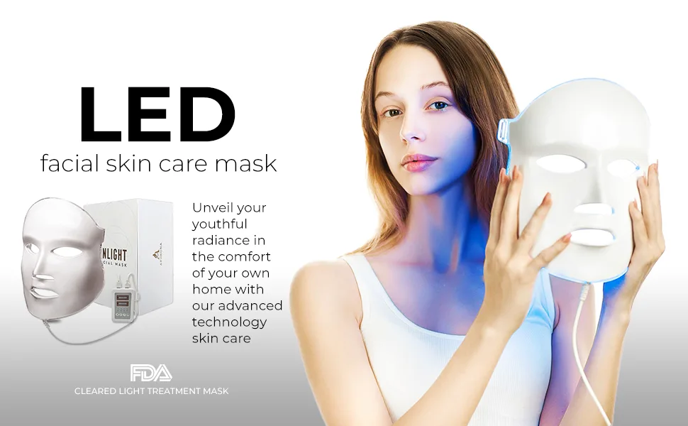 Aphrona  | Moonlight 3 color LED Facial Mask Skin Care Mask  LED Light Therapy Red Blue light for Acne Removal Wrinkle Reduction Off White - lorem ipsum