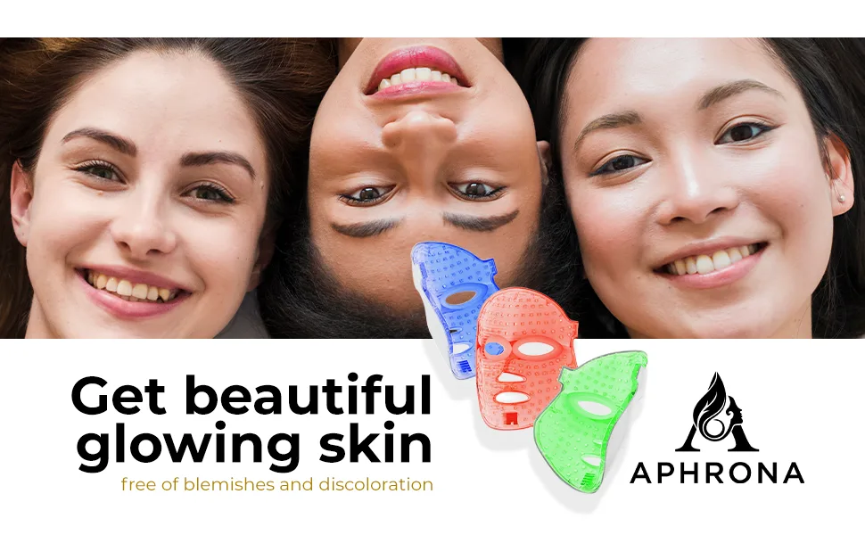 Aphrona  | Moonlight 3 color LED Facial Mask Skin Care Mask  LED Light Therapy Red Blue light for Acne Removal Wrinkle Reduction Off White - lorem ipsum