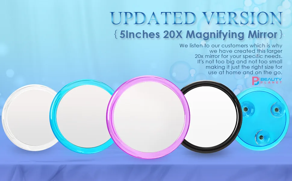 B Beauty Planet 5Inch  20X Magnifying Mirror with Three Suction Cups  Use for Makeup Application  Tweezing  and Blackhead/Blemish Removal. Clear 5 Inch - product information 19