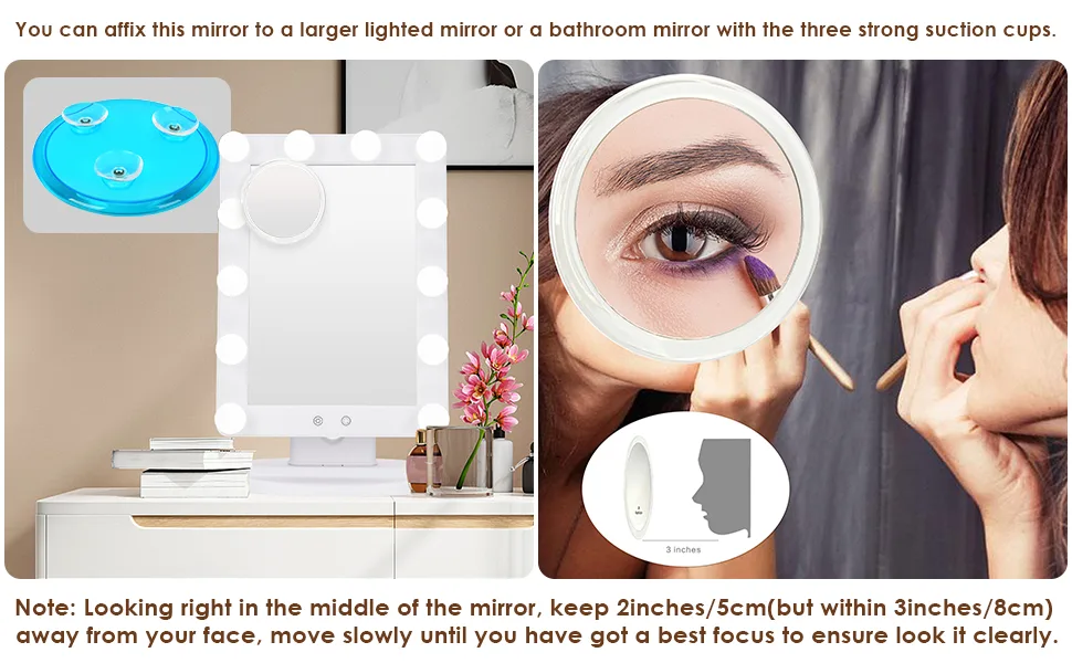 B Beauty Planet 5Inch  20X Magnifying Mirror with Three Suction Cups  Use for Makeup Application  Tweezing  and Blackhead/Blemish Removal. Clear 5 Inch - product information 20