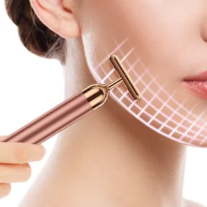 NUOMAN 2 in 1 Electric Face Massager Roller  Rose Golden 3D Roller and T Shape Facial Roller Massager Kit - Chin Massage