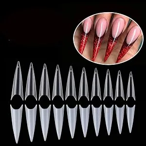 YIMART 600pcs Acrylic Medium Long Stiletto Nail Tips Easy Coffin Nails Sharp False Nail Art Tips For Nails Salon (Clear) - product information 10