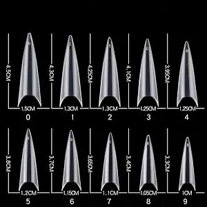 YIMART 600pcs Acrylic Medium Long Stiletto Nail Tips Easy Coffin Nails Sharp False Nail Art Tips For Nails Salon (Clear) - product information 3