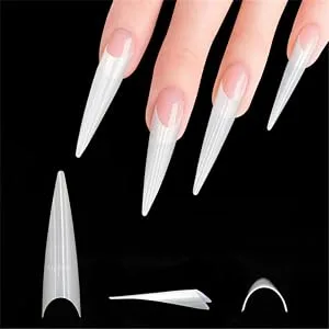 YIMART 600pcs Acrylic Medium Long Stiletto Nail Tips Easy Coffin Nails Sharp False Nail Art Tips For Nails Salon (Clear) - product information 9