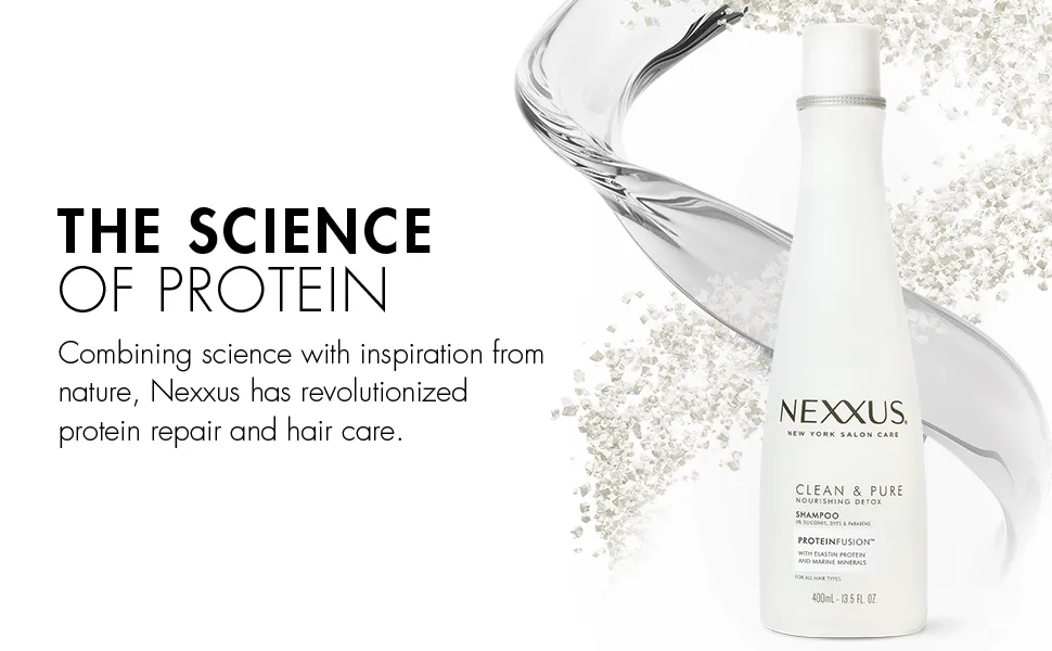 Nexxus Clean and Pure Clarifying Shampoo With ProteinFusion  For Nourished Hair Paraben-Free 13.5 oz - The Science Of Protein
