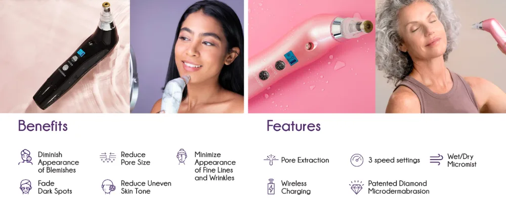 Michael Todd Beauty - Sonic Refresher - Patented Wet/Dry Sonic Microdermabrasion & Pore Extraction System with MicroMist Technology Pink Metallic - sonic refresher