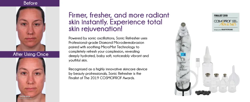 Michael Todd Beauty - Sonic Refresher - Patented Wet/Dry Sonic Microdermabrasion & Pore Extraction System with MicroMist Technology Pink Metallic - sonic refresher