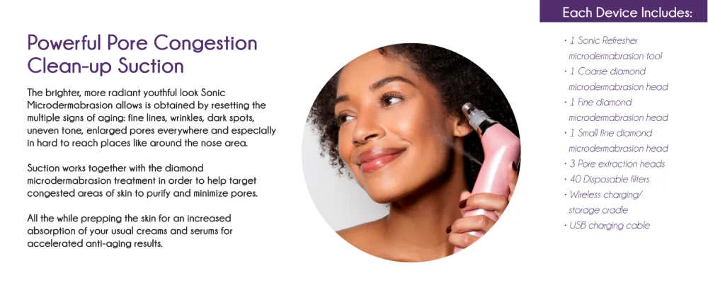 Michael Todd Beauty - Sonic Refresher - Patented Wet/Dry Sonic Microdermabrasion & Pore Extraction System with MicroMist Technology Pink Metallic - sonic refresher