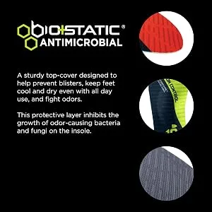 10 Seconds 3720 Arch Stability Insoles  1 Pair Aqua M 13/13.5 - Biostatic Antimicrobial Top