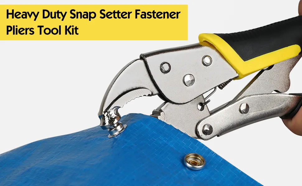 Heavy-Duty Snap Fastener Pliers (Adjustable Setter  2 Interchangeable Dies) Snap Installation Set Hand Tools for Fastening  Replacing Metal Snaps  Repairing Boat Covers  Canvas Orange and Black - snap plier