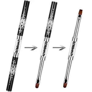 Ycyan 2Pcs Dual-ended Nail Design Brushes Rhinestone Handle UV Gel Nail Brush Set Professional Nail Art Tools - product information 4