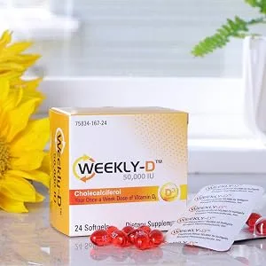 Weekly-D Vitamin D3 50 000 IU | 24 Vitamin D3 Softgels Cholecalciferol Supplements - weeklyD